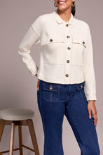 Load image into Gallery viewer, Heather Eggshell Cropped Waffle Knit Shacket

