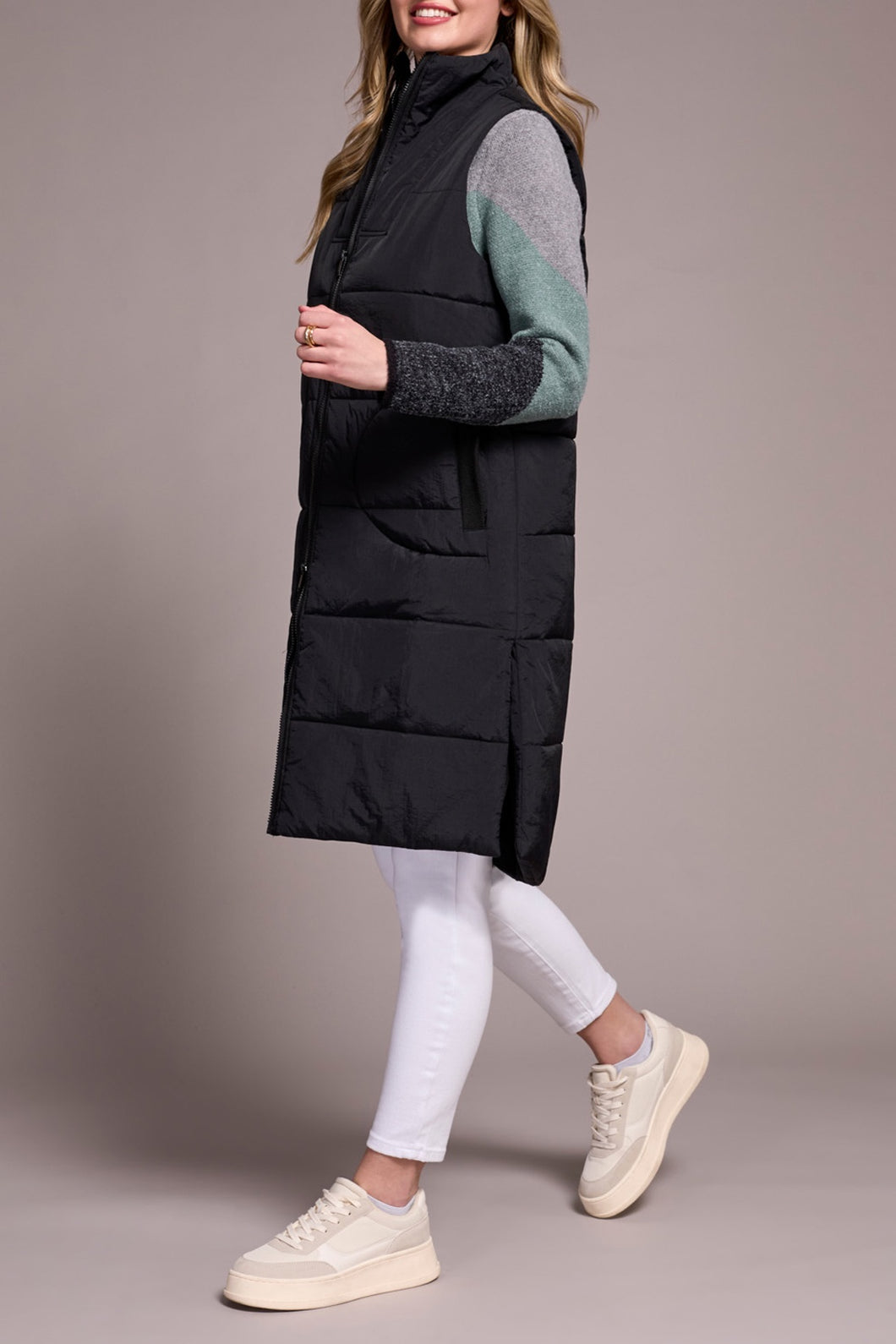 TF- Black Long Puffer Vest