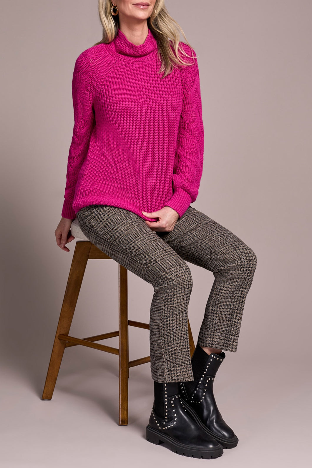 Pink Flambe Knit Mock Neck Sweater