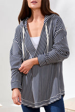 Load image into Gallery viewer, Nautical Striped Hooded Tunic With Drawstrings
