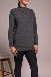 Charcoal Mock Neck Tunic With Invisible Pockets