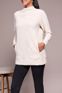 Sandstone Mock Neck Tunic With Invisible Pockets