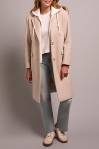 Oatmeal Trench Coat With Fooler Hoodie