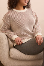 Load image into Gallery viewer, Almond Latte Crew Neck Sweater With Side Slits
