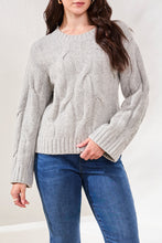 Load image into Gallery viewer, Loose Fit Cable Knit Sweater In Grey Mix

