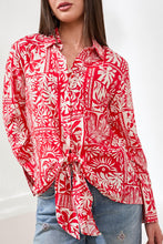 Load image into Gallery viewer, TF- Sangria Printed Front Knot Blouse
