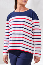 Load image into Gallery viewer, Sangria Striped Boat Neck Long Sleeve
