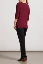 Load image into Gallery viewer, Red Wine 3/4 Sleeve Boat Neck Top

