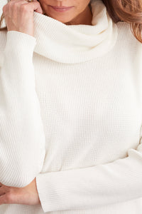 Cream Cotton Cowl Neck Sweater