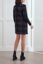 Load image into Gallery viewer, Charcoal Mock Neck Houndstooth Sweater Dress
