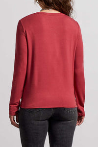 Rosewood Knot Front Long Sleeve Top