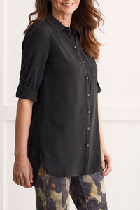 TF- Black Roll Up Sleeve Tunic