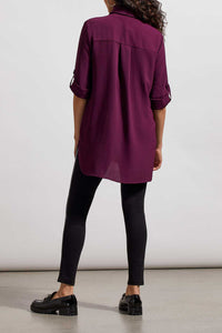Red Plum Roll Up Sleeve Tunic