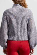 Load image into Gallery viewer, Funnel Neck Knit Sweater In Blue Quilt
