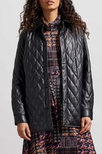 Black Pleather Quilted Shacket
