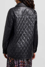 Load image into Gallery viewer, Black Pleather Quilted Shacket
