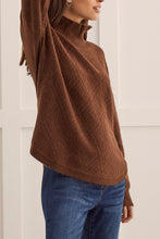 Load image into Gallery viewer, Chocolate Rounded Hem Mock NeckTunic
