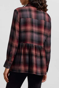 Black Orchid Printed Peplum Flannel