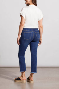 Real Blue Audrey Straight Pull On Crop Jean With Raw Hem