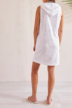 Load image into Gallery viewer, White Hooded Terry Cloth Cover Up
