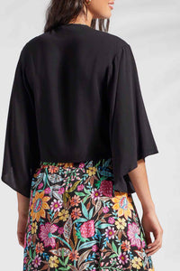 Black Kimono Front Tie Top