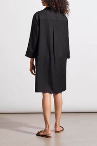 Black Linen 3/4 Sleeve Dress