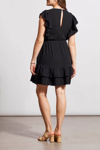 Black Short Sleeve Frill Dress
