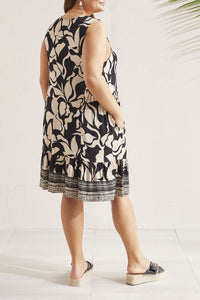 Size Inclusive French Oak Printed Short Sleeveless Dress