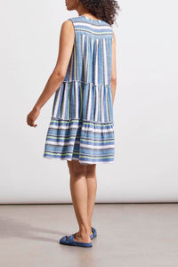 Blue Sea Striped Tiered Dress