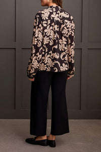 Black & Taupe Printed Blouse