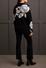 Load image into Gallery viewer, Black &amp; White Floral Funnel Neck Sweater
