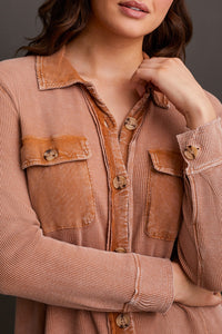 Almond Cotton Button Up Shacket