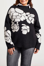 Load image into Gallery viewer, Size Inclusive Black &amp; White Floral Funnel Neck Sweater
