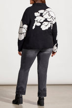 Load image into Gallery viewer, Size Inclusive Black &amp; White Floral Funnel Neck Sweater
