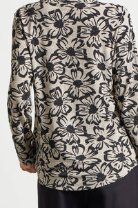 Frost Grey Floral Printed Long Sleeve Top