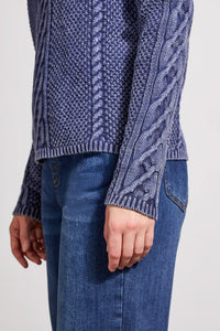 DK. Blue Jay Cable Knit Mock Neck Sweater