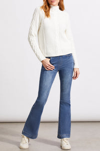 Eggshell Cable Knit Mock Neck Sweater