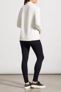 Cream Funnel Neck Sweater With Zipper Detail