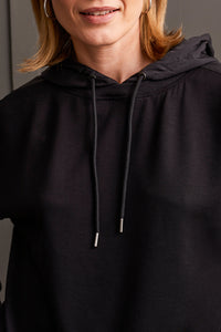 Black Combo Fabric Hoodie