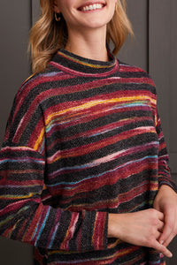 Bordeaux Striped Mock Neck Sweater