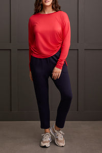 Grenadine Long Sleeve Top With Side Ruching