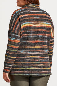 Size Inclusive Rust Striped Mock Neck Sweater