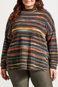 Size Inclusive Rust Striped Mock Neck Sweater