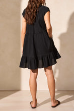 Load image into Gallery viewer, Black Ruffle Sleeve Gauze Dress
