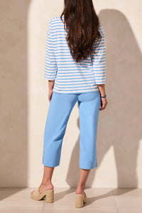 TF- Deep Sea Striped Boat Neck 3/4 Sleeve Top