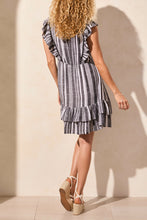 Load image into Gallery viewer, TF- Black &amp; White Striped Frill Dress
