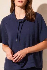 TF- Jet Blue Cotton Short Sleeve Funnel Neck