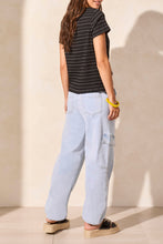 Load image into Gallery viewer, TF- Black Striped Knot Front Tee
