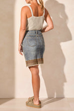 Load image into Gallery viewer, Vintage Stone Embroidered Hem Denim Skort
