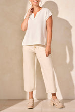 Load image into Gallery viewer, TF- White Drop Shoulder Side Slit Sweater Top
